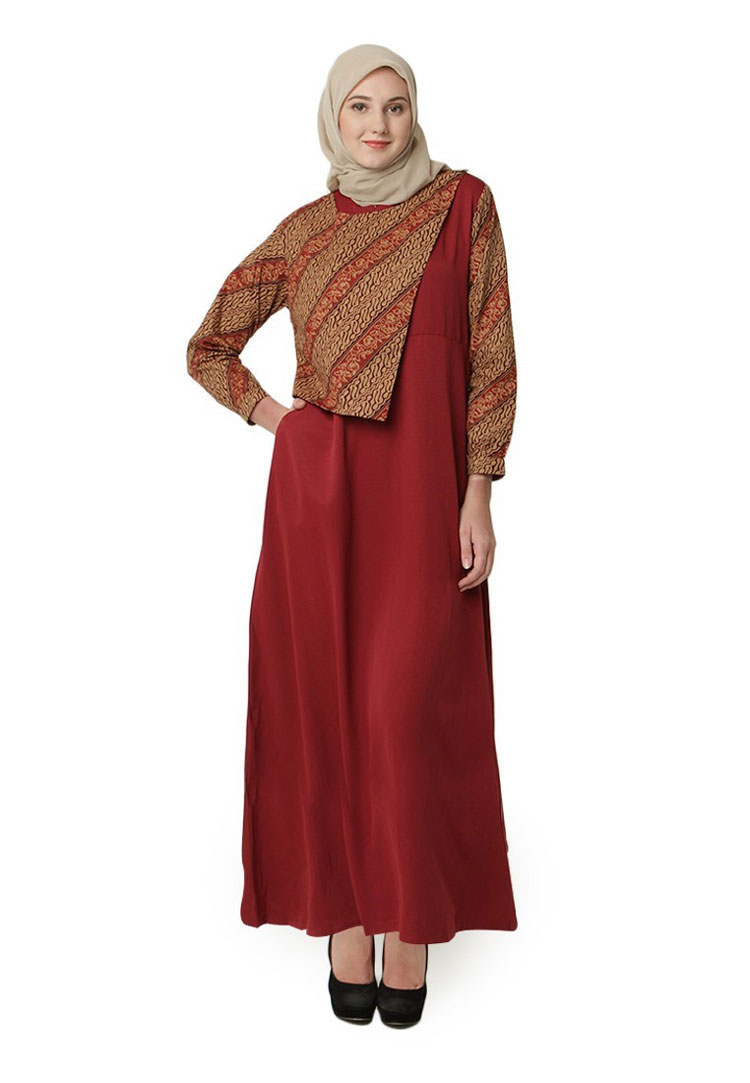 Model Baju Gamis Batik Kombinasi Sifon