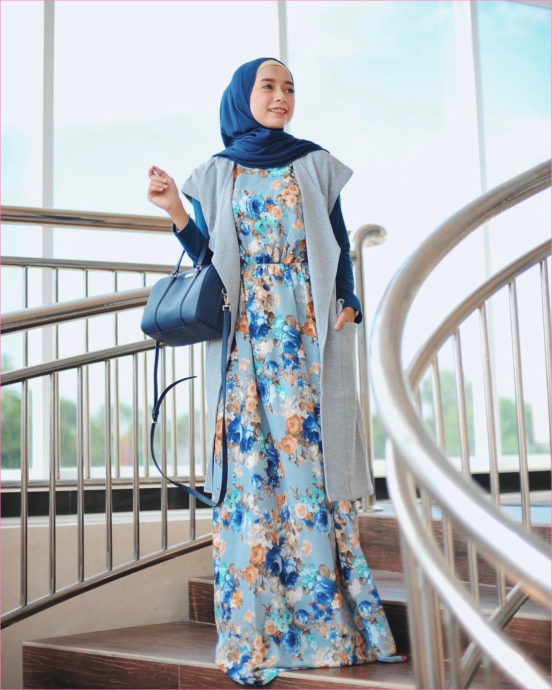 Model Baju Gamis Batik Kombinasi Sifon